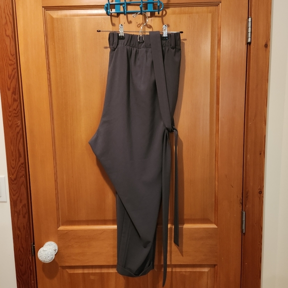 Torrid taper stretch pull-on crepe high rise tie front pant - Picture 2 of 9